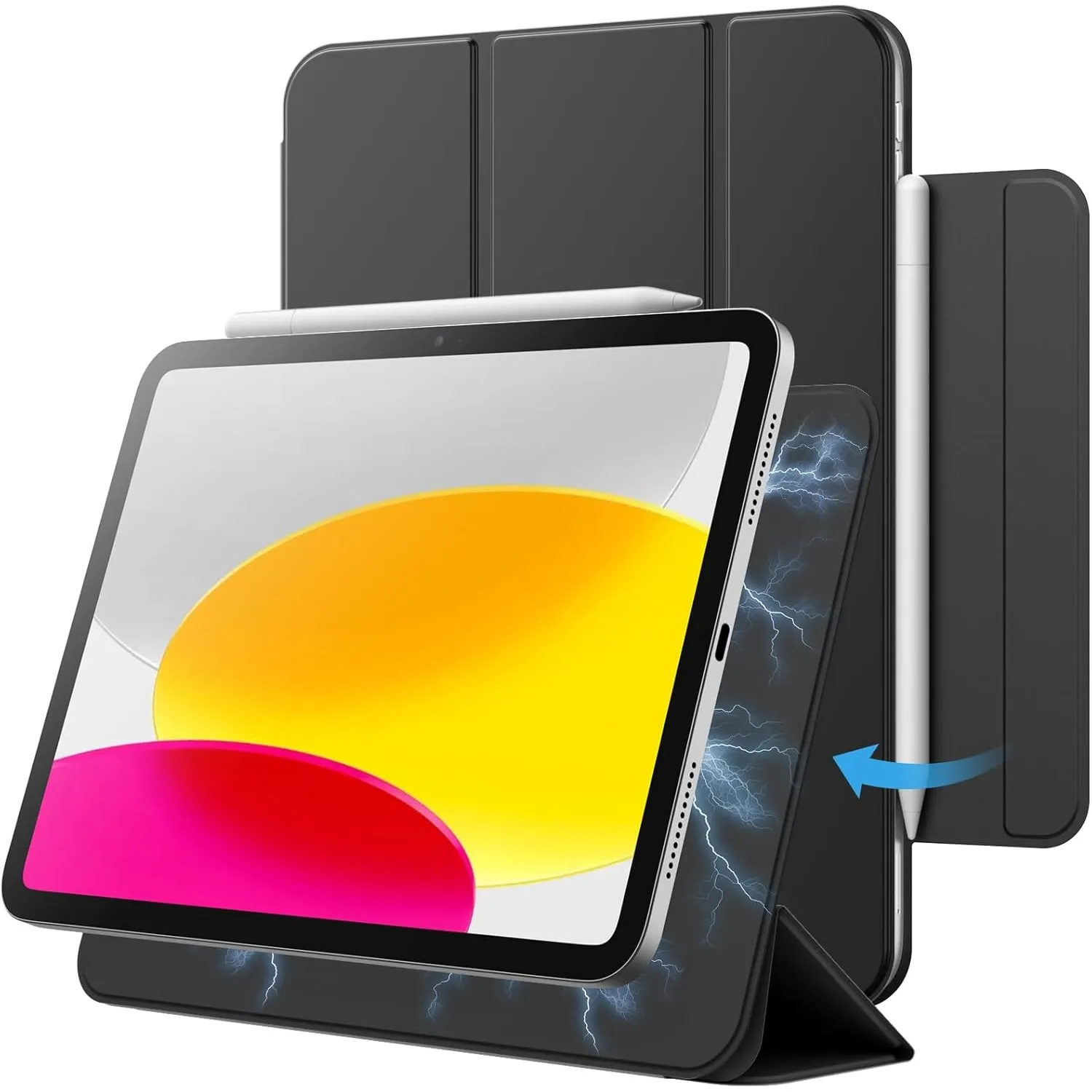 JETech Magnetische Hülle für iPad (A16) 11./10. Gen, Schwarz | Für 2025/2022 Modell, Schlankes Smart-Design, Auto Schla…