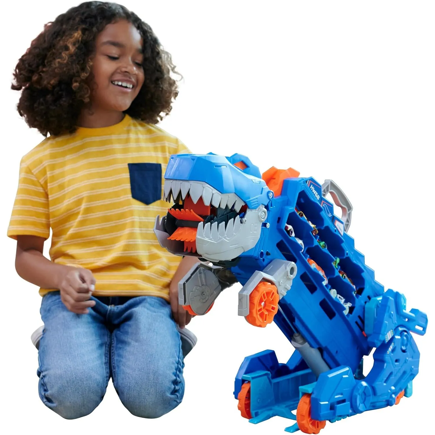 Hot Wheels Let's Race Netflix -2:1 Transporter zu T-Rex mit inkl. Autorennbahn, mit Beleuchtung und Geräuschen, inkl. 2…