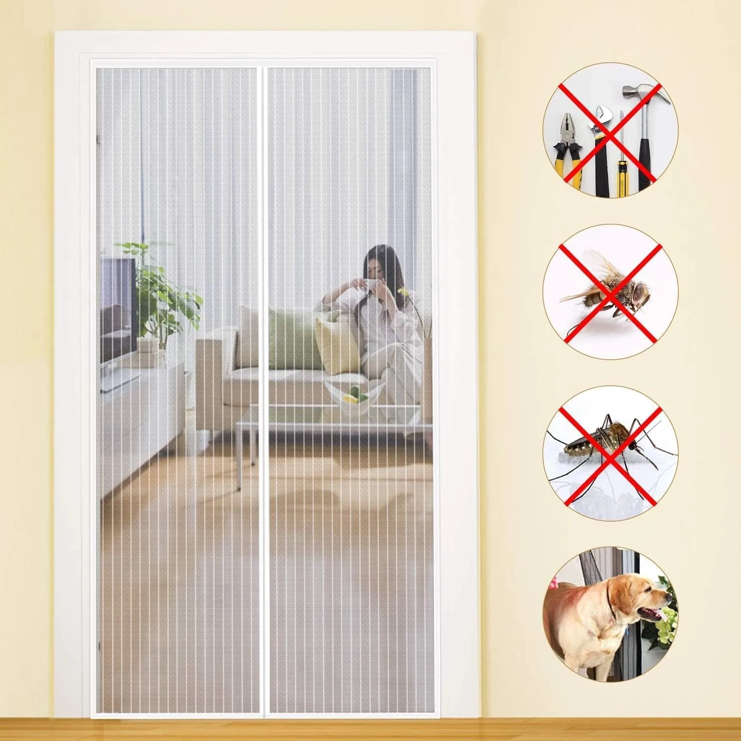 MYCARBON Fliegengitter Balkontür, Stärkere Magnet Insektenschutz Tür 120x210cm, Für Kellertür, Terrassentür, Wohnzimmer…