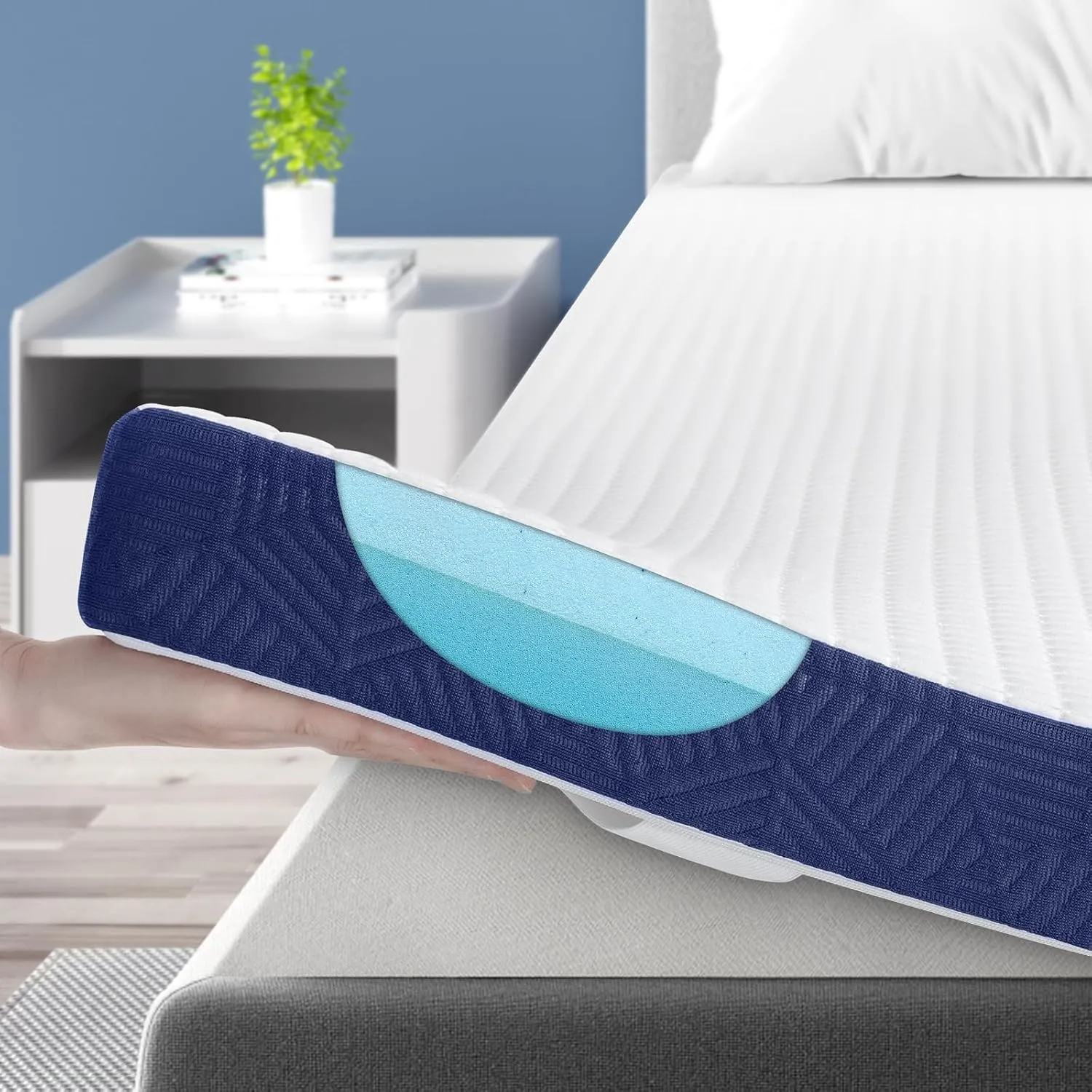 BedStory Topper 90x200cm, 7,5cm H2&H3 Matratzentopper aus Gel Memory Foam