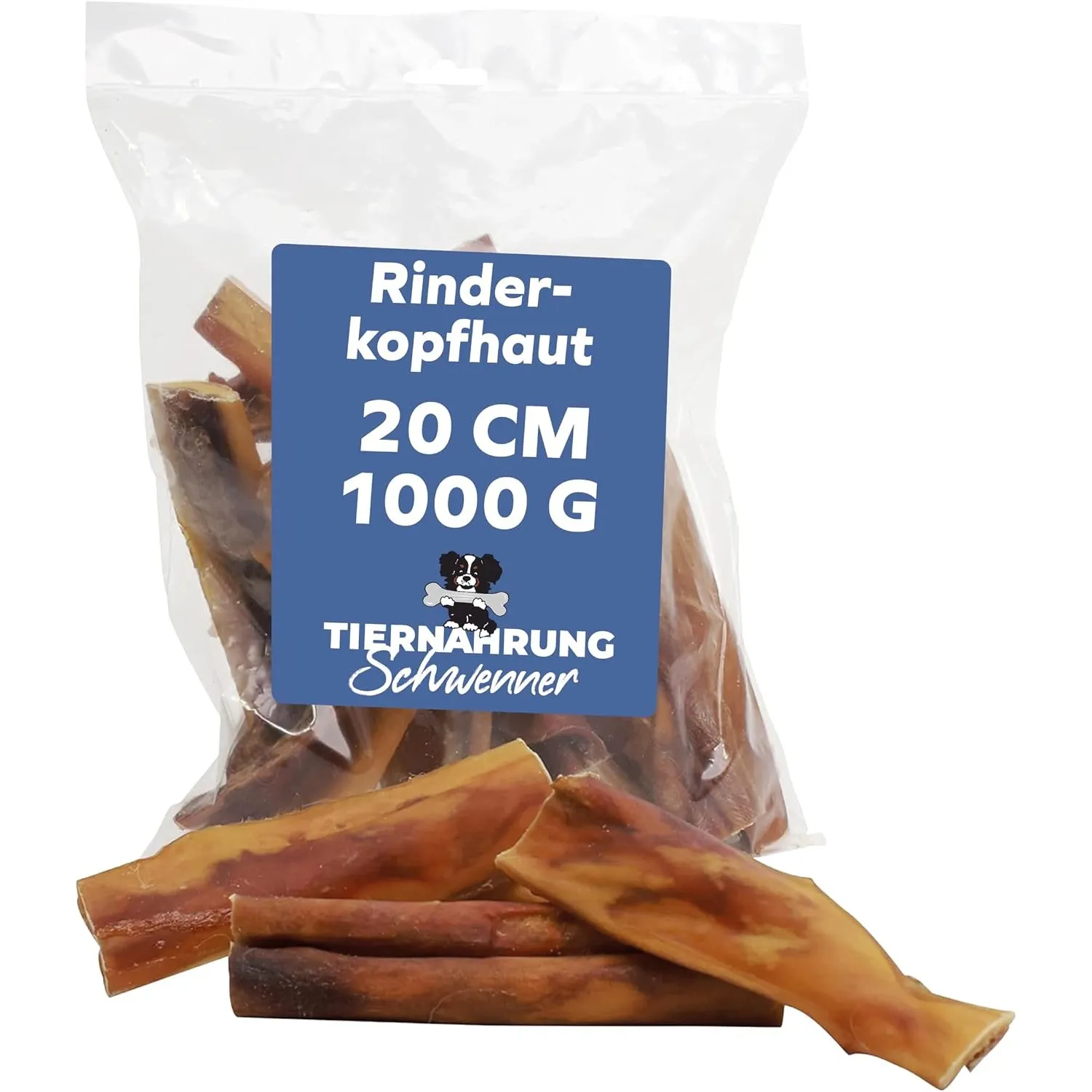 Rinderkopfhaut Hunde, 1000g, 20cm, getrocknet