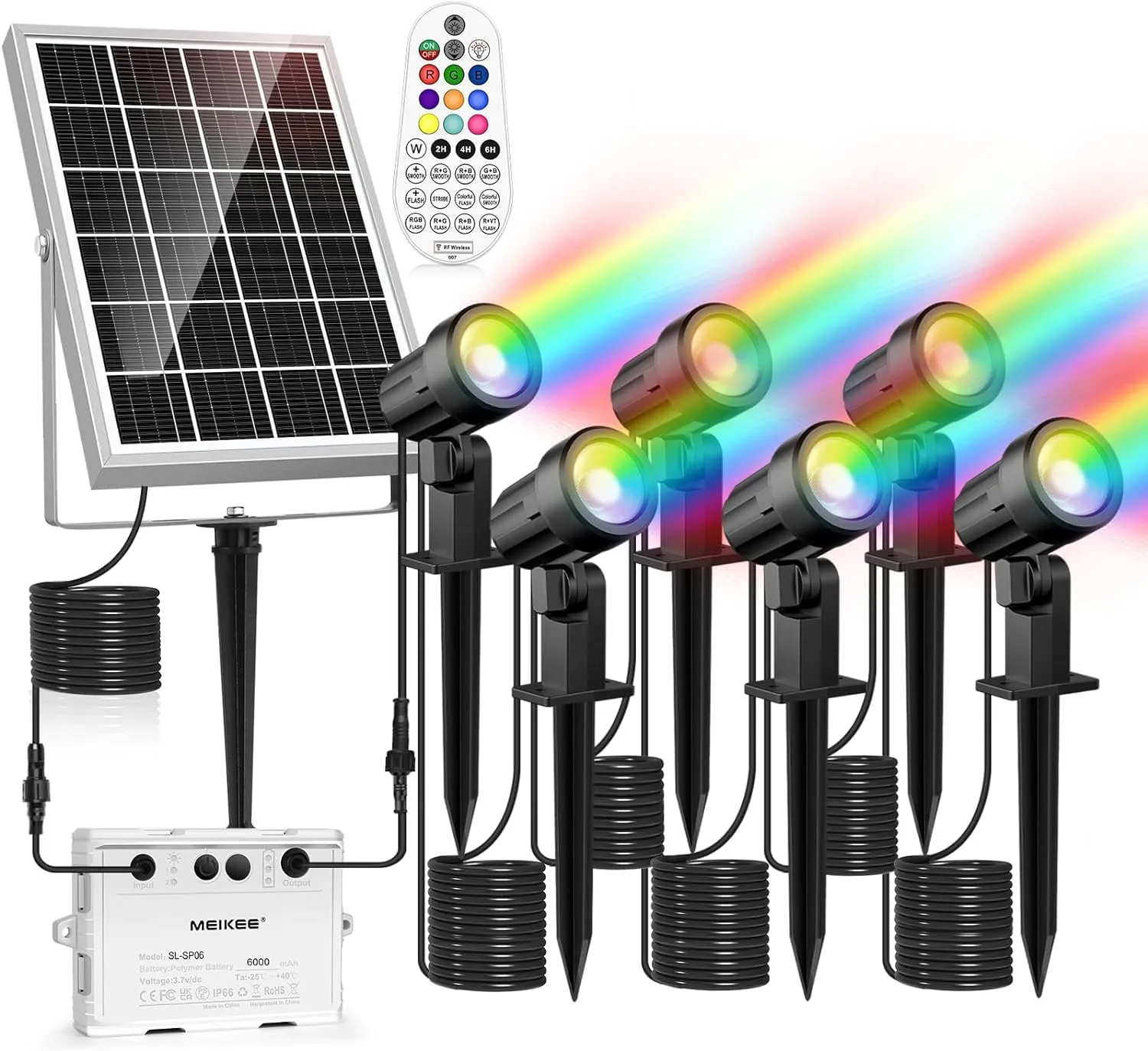 MEIKEE Solarlampen für Außen mit Fernbedienung 10 Farbe 30 Zyklusmodi Gartenbeleuchtung Bunt Auto ON/OFF Timer Gartenle…