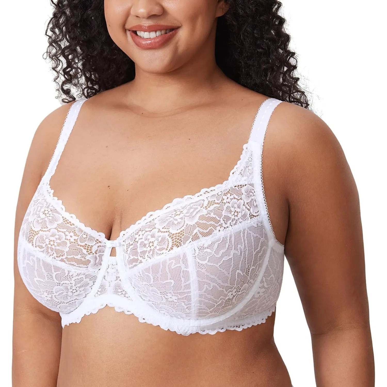 DELIMIRA Damen Minimizer Spitzen BH mit Bügel | Vollschalen, Große Größen, ohne Polster, Spitze