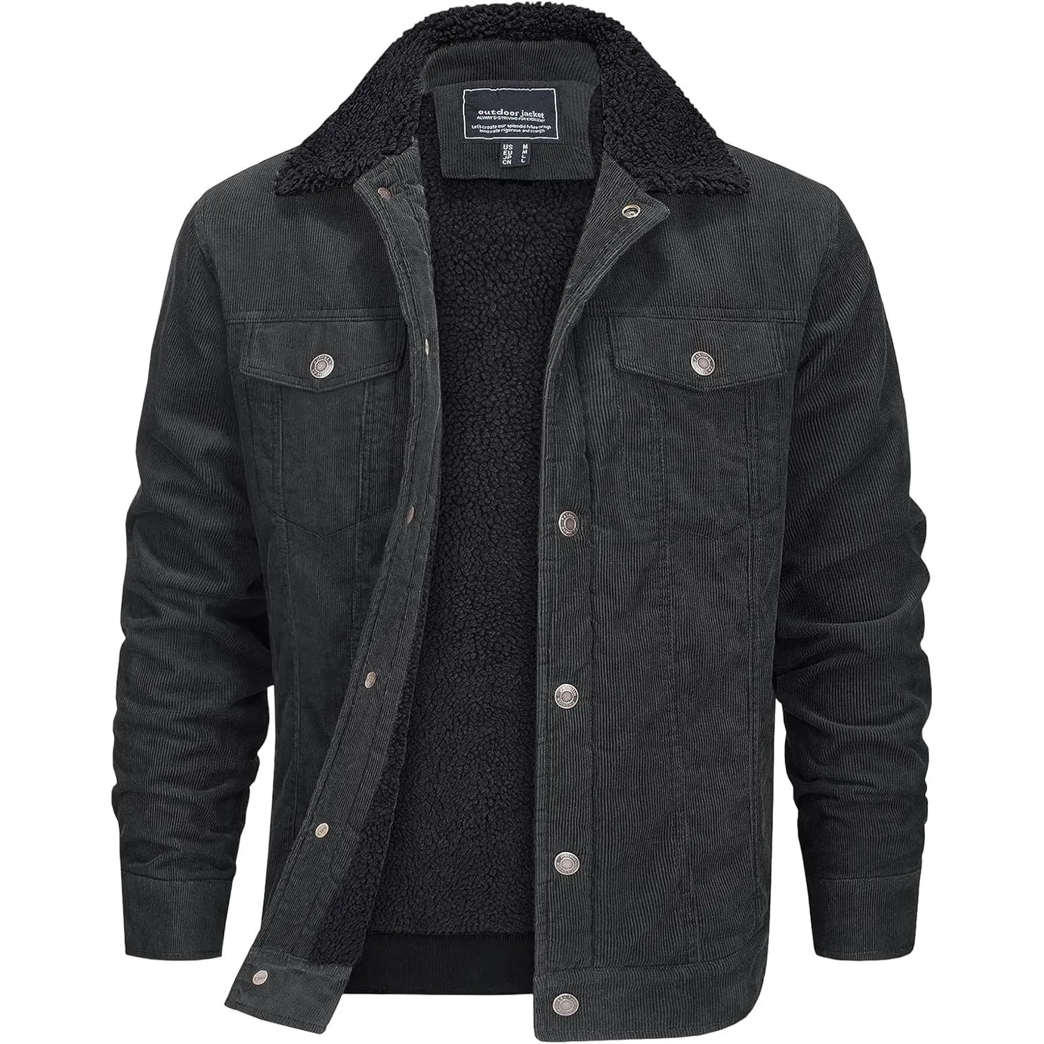 EKLENTSON Herren Warme Cordjacke Outdoor Winddicht Winterjacke