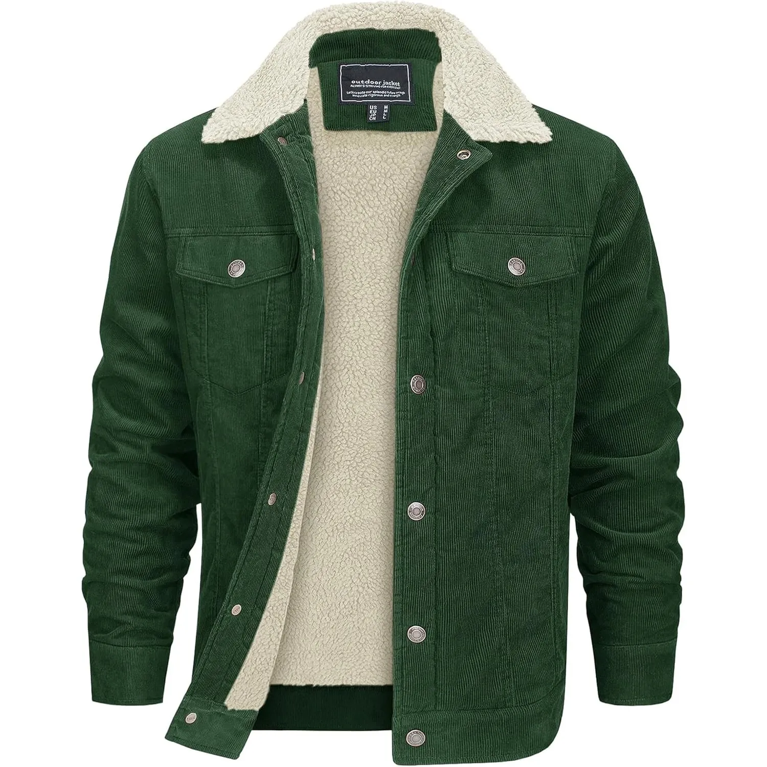 EKLENTSON Herren Warme Cordjacke Outdoor Winddicht Winterjacke