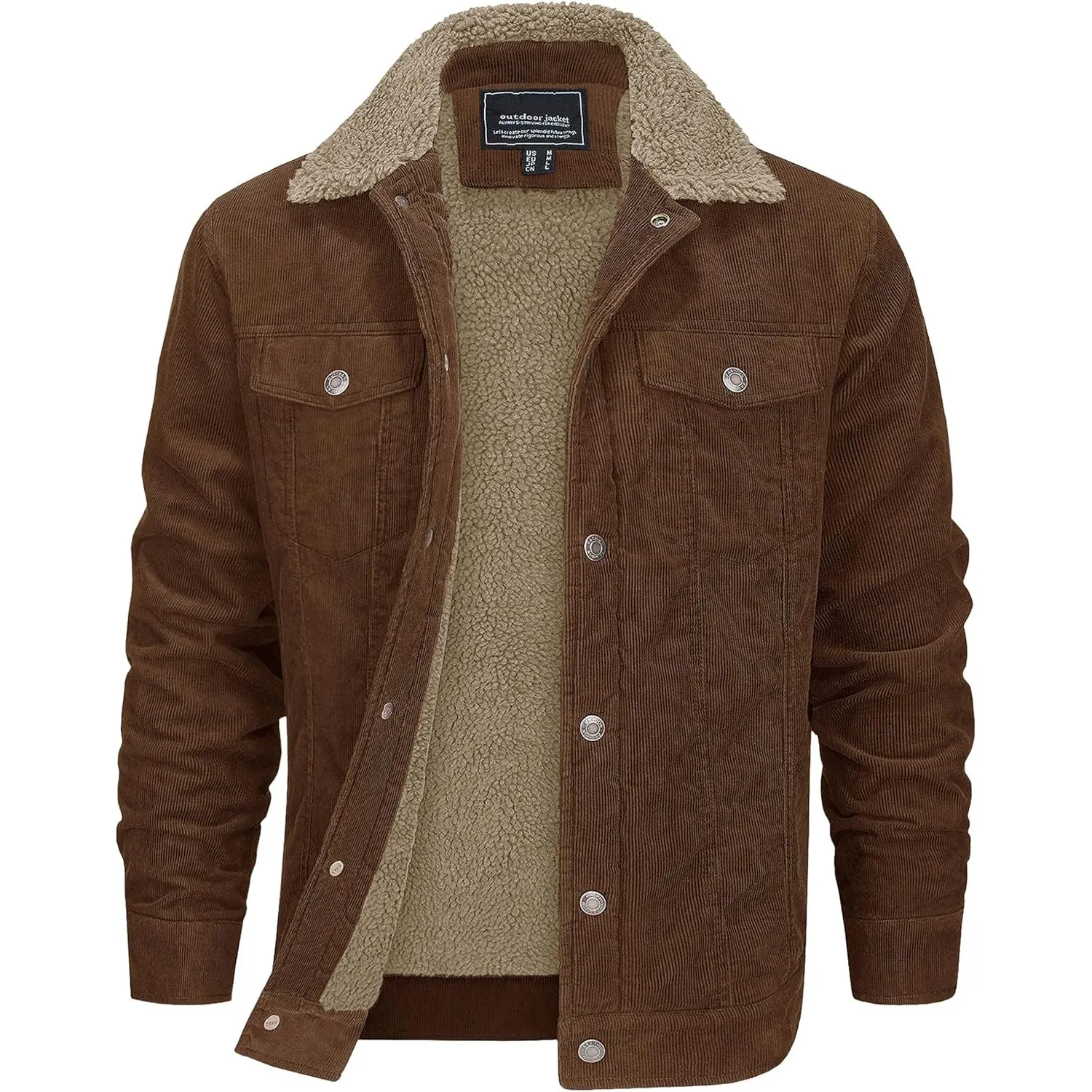 EKLENTSON Herren Warme Cordjacke Outdoor Winddicht Winterjacke