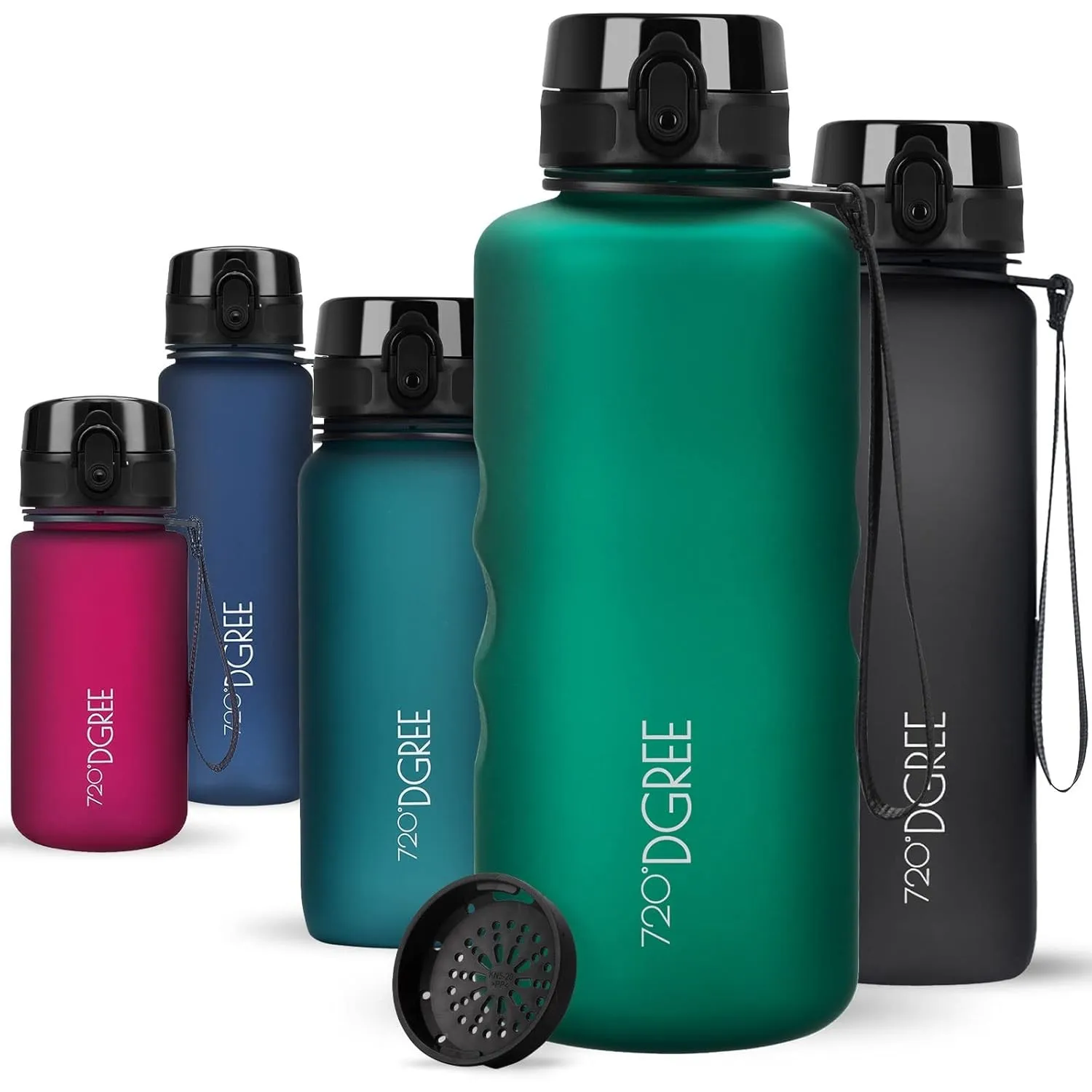720°DGREE Trinkflasche “uberBottle“ +Sieb - 350ml, 500ml, 650ml, 1000ml, 1,5l, 2l - BPA-Frei - Wasserflasche für Sport,…