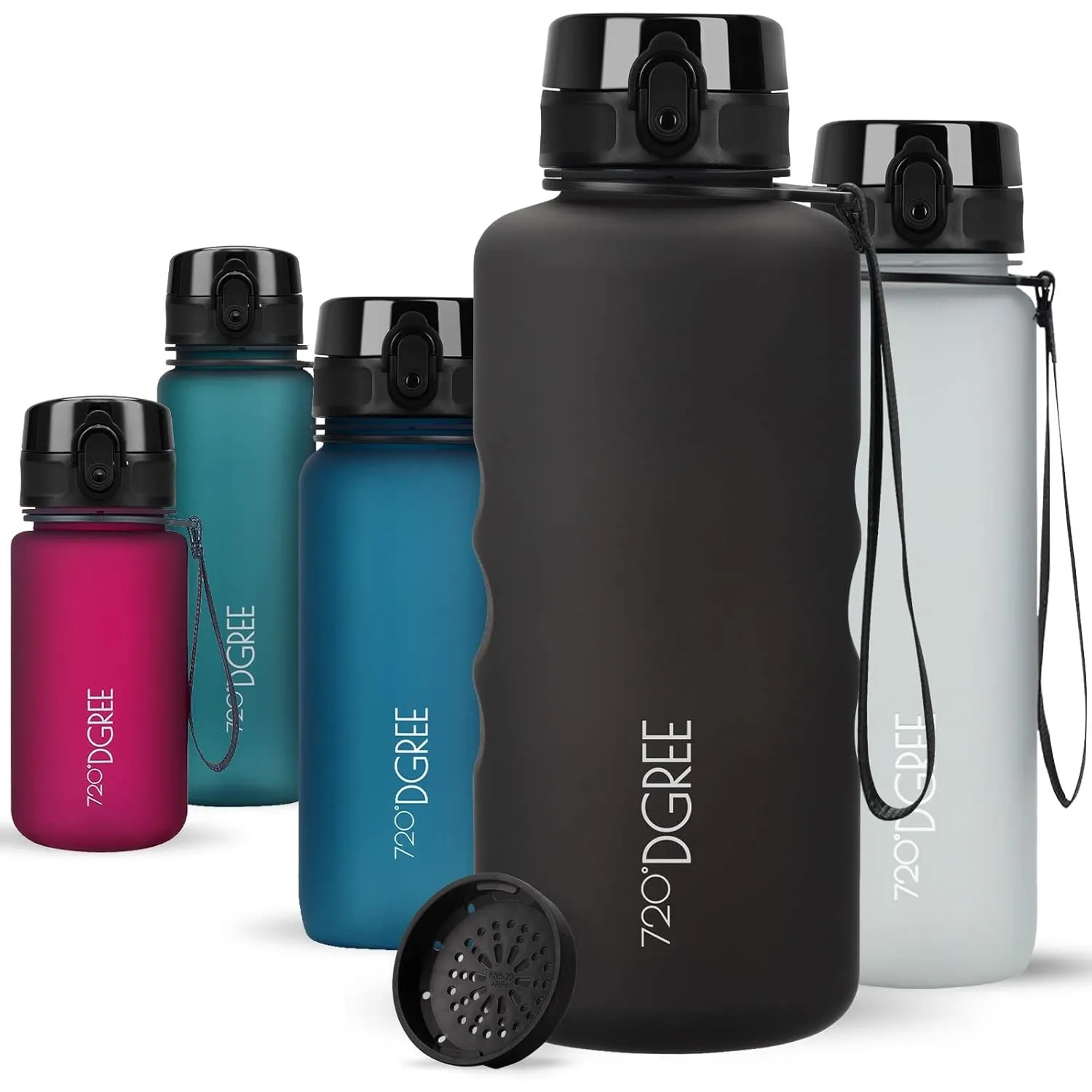 720°DGREE Trinkflasche “uberBottle“ +Sieb - 350ml, 500ml, 650ml, 1000ml, 1,5l, 2l - BPA-Frei - Wasserflasche für Sport,…