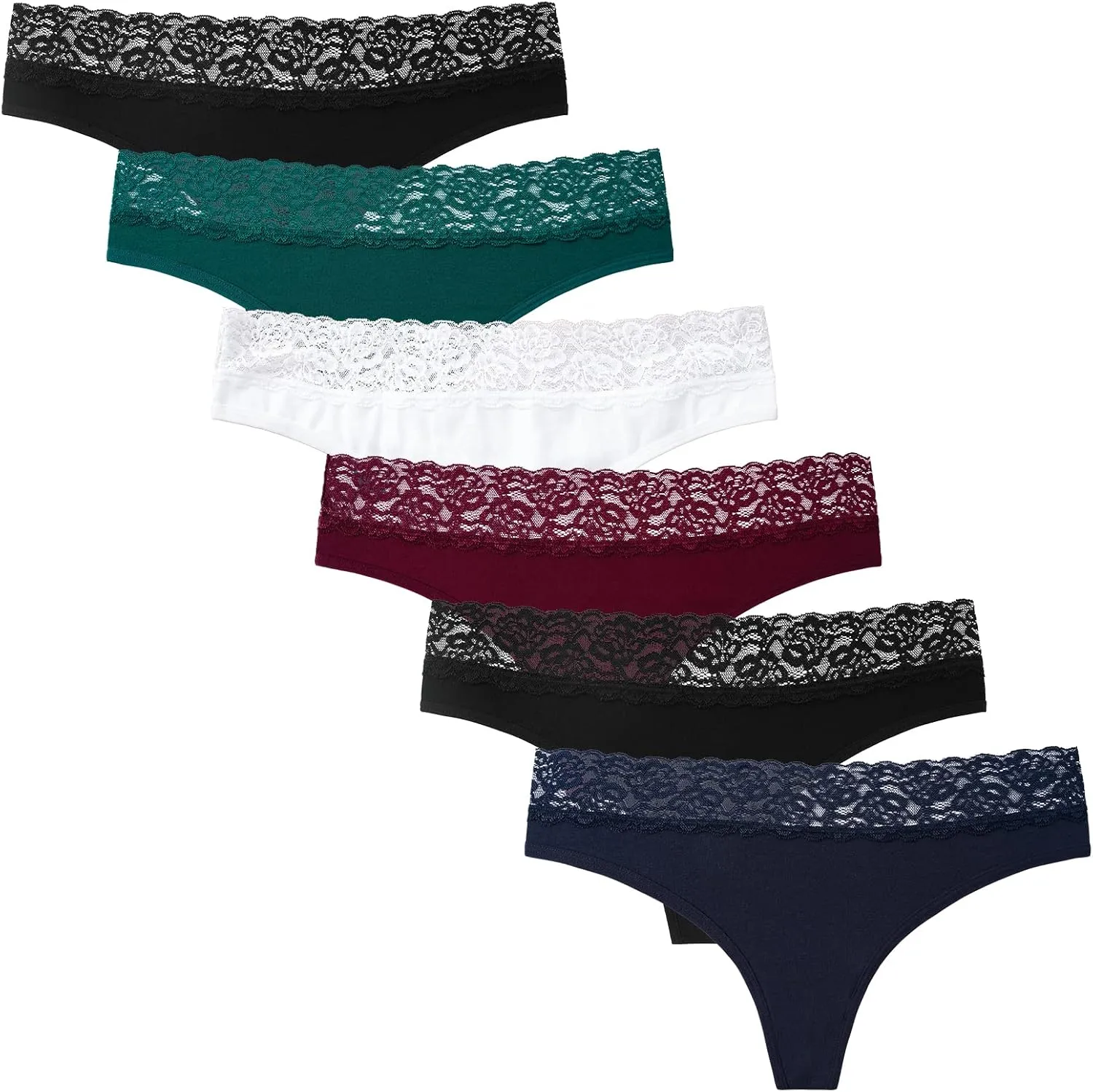 INNERSY String Thong Women's Lace Sexy Underwear Women Hipster Underwear Cotton Pack of 6