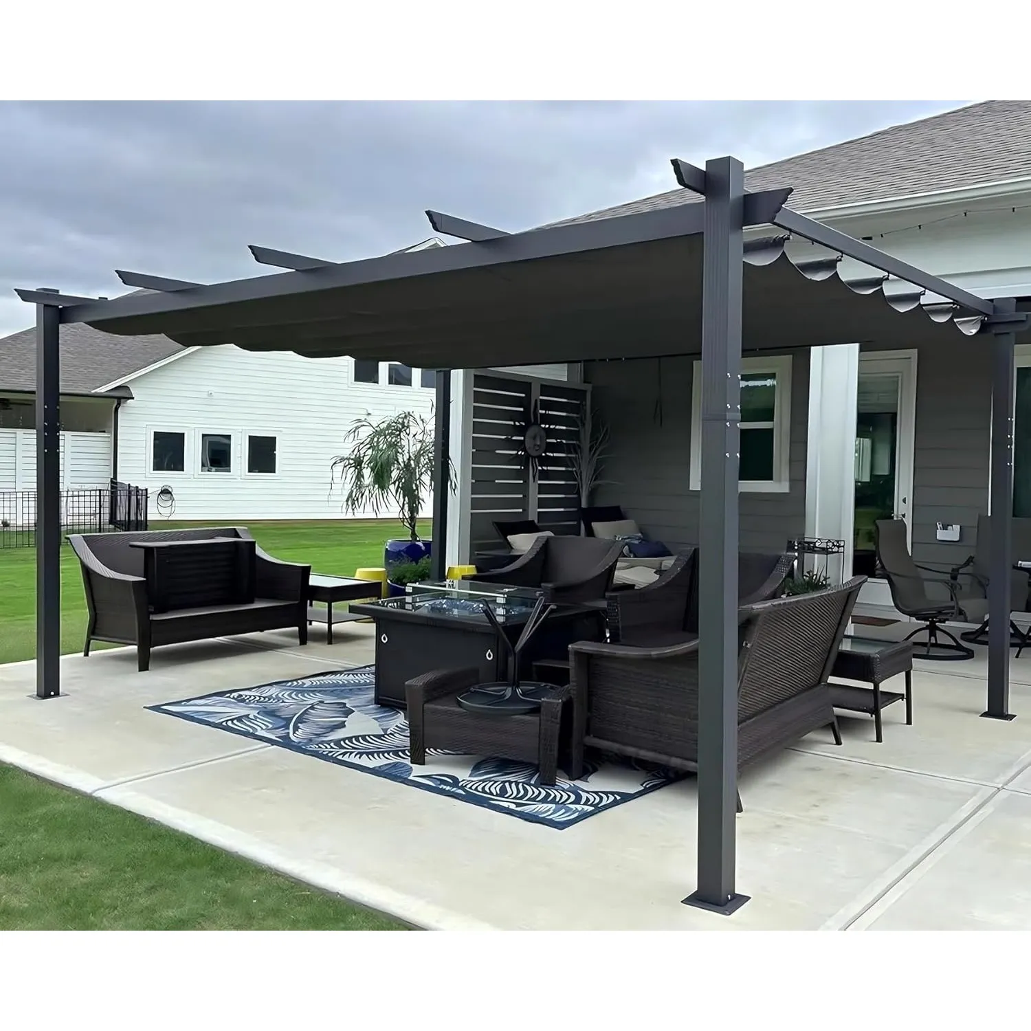 PURPLE LEAF Pergola Aluminium, 3.65 X 4.85 m Wasserdicht Stabil Winterfest Partyzelt, Gartenpavillon mit Sonnenschutz Ü…