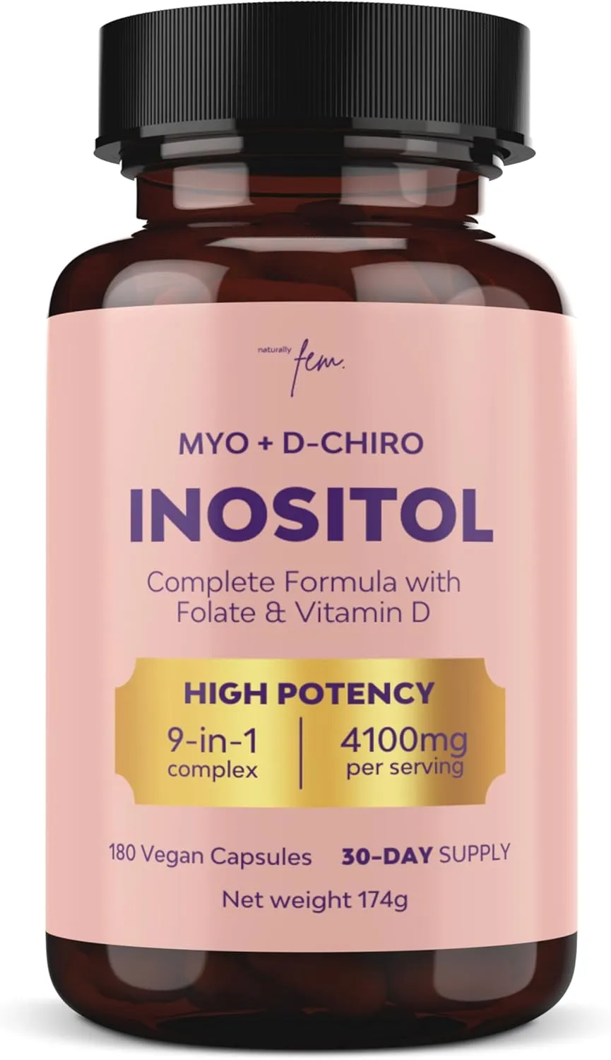 Myo Inositol & D Chiro Inositol Komplex 4100 mg – 9-in-1 mit aktivem Folat (5-MTHF), Chrom, Zink, Vit. B6, B12 & D3 – V…
