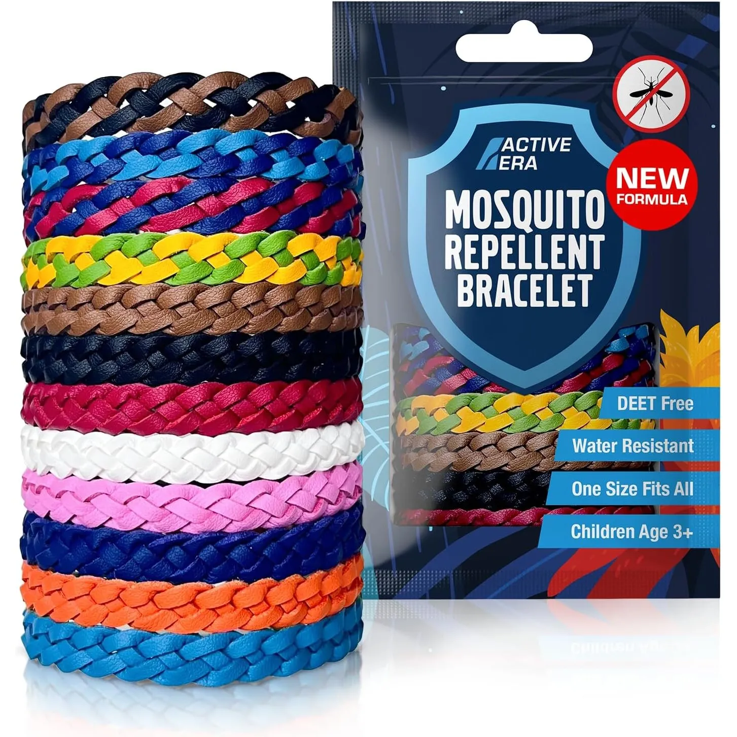 Active Era Mückenschutz Armband (12 Stk), Mückenabwehr Outdoor, Camping - Mückenarmband für Kinder & Erwachsene - Natür…