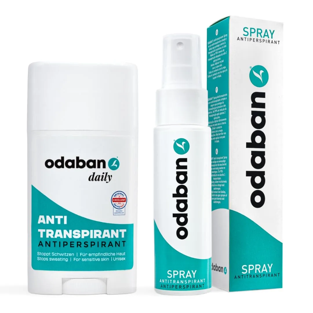 odaban Set - Antiperspirant Spray & Deodorant Stick - Effective Protection Against Heavy Sweating - Ideal for Armpits, …