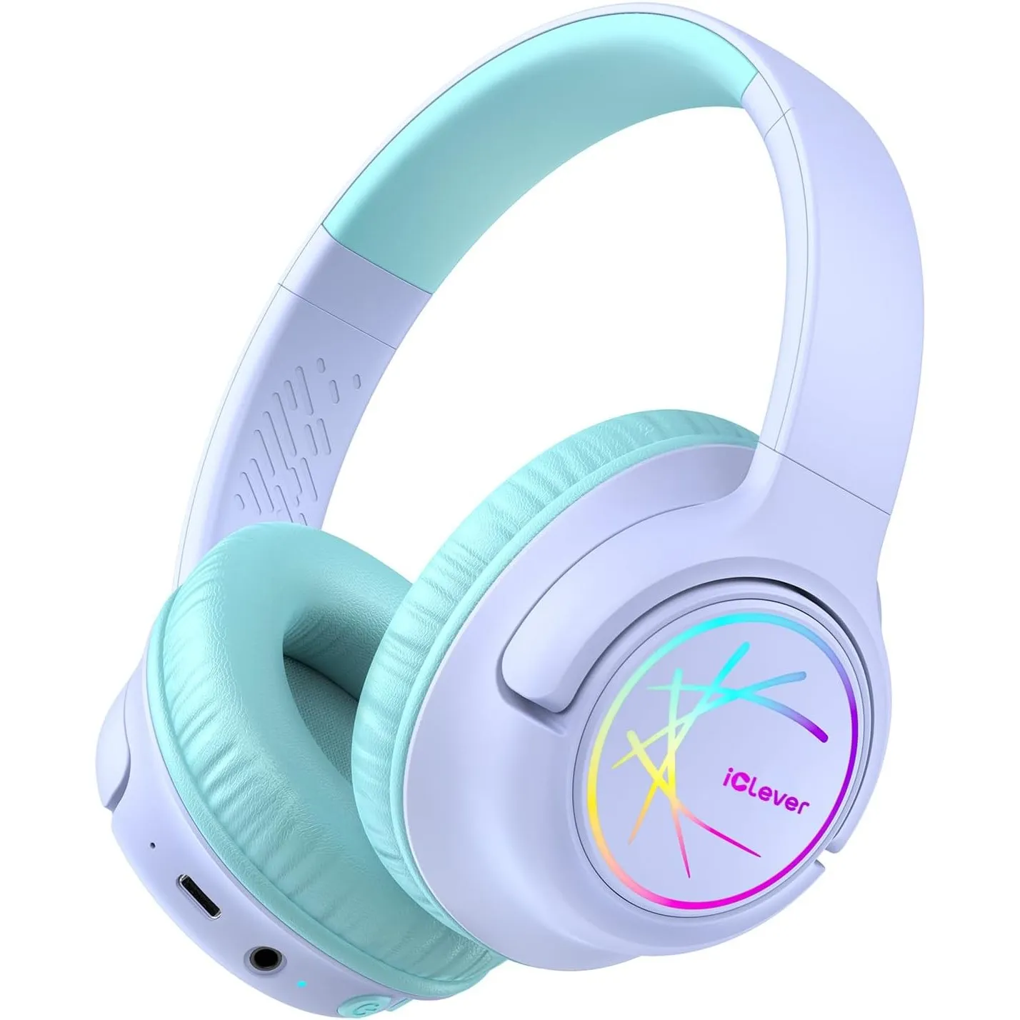 iClever Bluetooth kopfhörer Kinder mit LED-Leuchten, 74/85dBA Lautstärkebegrenzung, 43 Stunden Spielzeit, Stereo-Sound,…