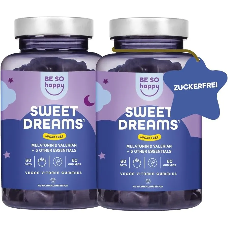Melatonin Gummies 1 mg für den Schlaf,120 Tage Doppelpack, Extra Leckere mit Baldrian + Passionsblume + Kamille + Laven…