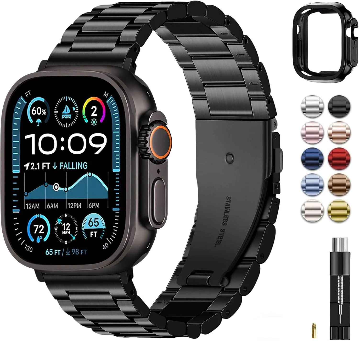 Fullmosa Metallarmband Kompatibel mit Apple Watch Armband Ultra 49mm, Metall Ersatzarmband für iwatch Ultra 3 2 1 49mm,…