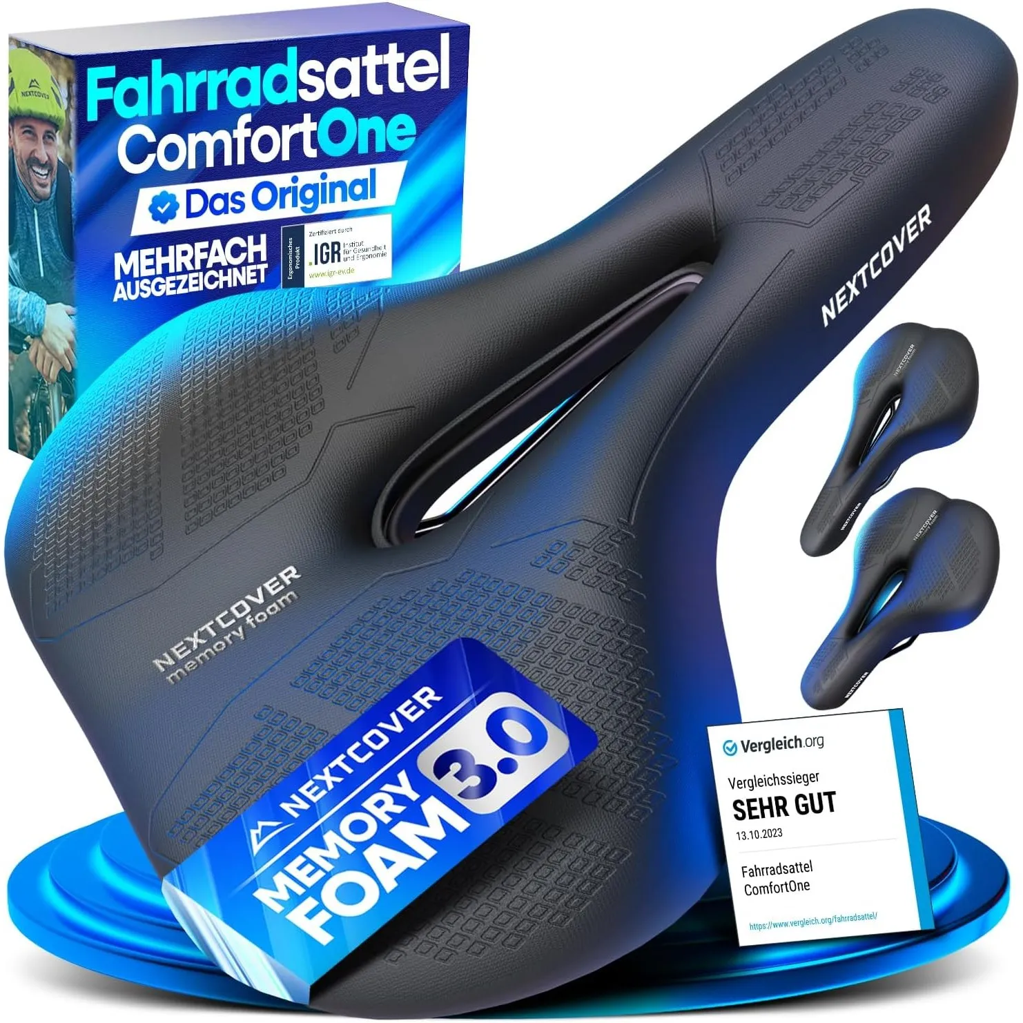 NEXTCOVER® Fahrradsattel - Das Original - mit Memory-Foam 3.0 I maximaler Fahrkomfort I ergonomischer Fahrrad Sattel fü…