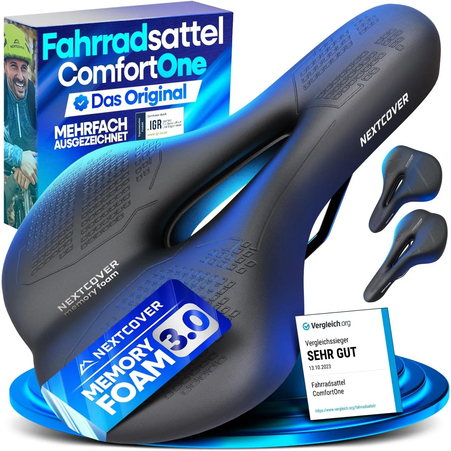 NEXTCOVER® Fahrradsattel - Das Original - mit Memory-Foam 3.0 I maximaler Fahrkomfort I ergonomischer Fahrrad Sattel fü…