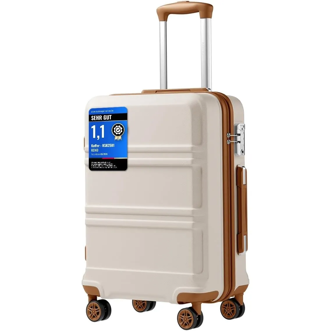 KONO Handgepäck Koffer Trolleys Leicht Hartschalenkoffer Reisekoffer mit 4 Rollen und TSA Schloss, 52x38x21cm, 36Liter,…