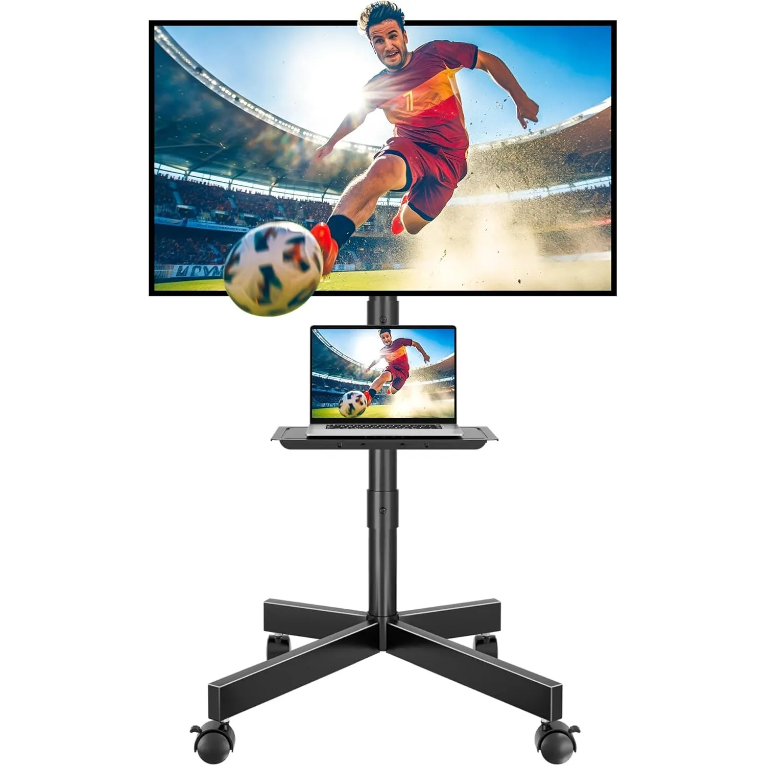 BONTEC TV Ständer Rollbar für 24-60 Zoll Fernseher, neigbar, bis zu 40 kg