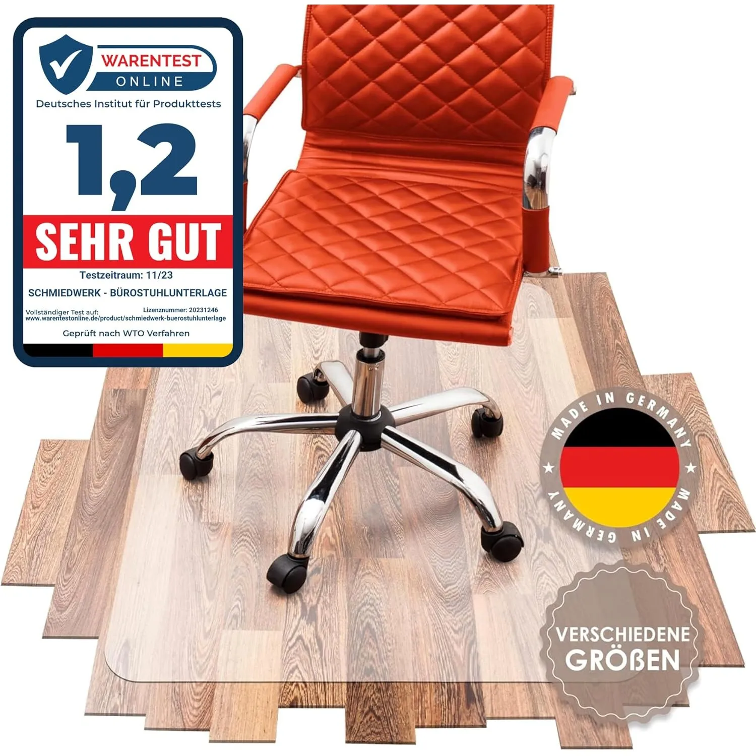 SCHMIEDWERK Bürostuhl Unterlage versch. Größen - Bodenschutzmatte für Schreibtischstuhl rutschfest in milchweiß | Made …