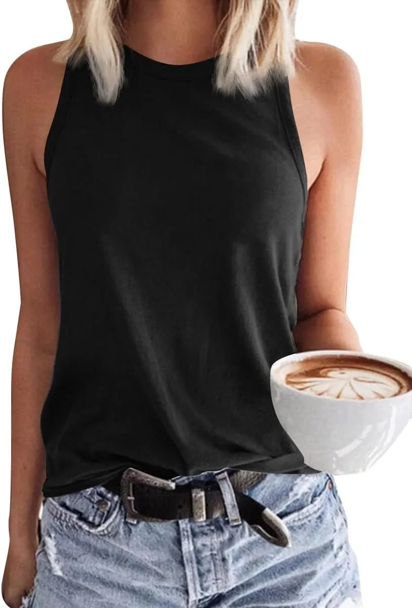 GeGekoko Women's Tank Top, Sleeveless Summer T-Shirt, Cotton Tops, Crew Neck Tops, Basic