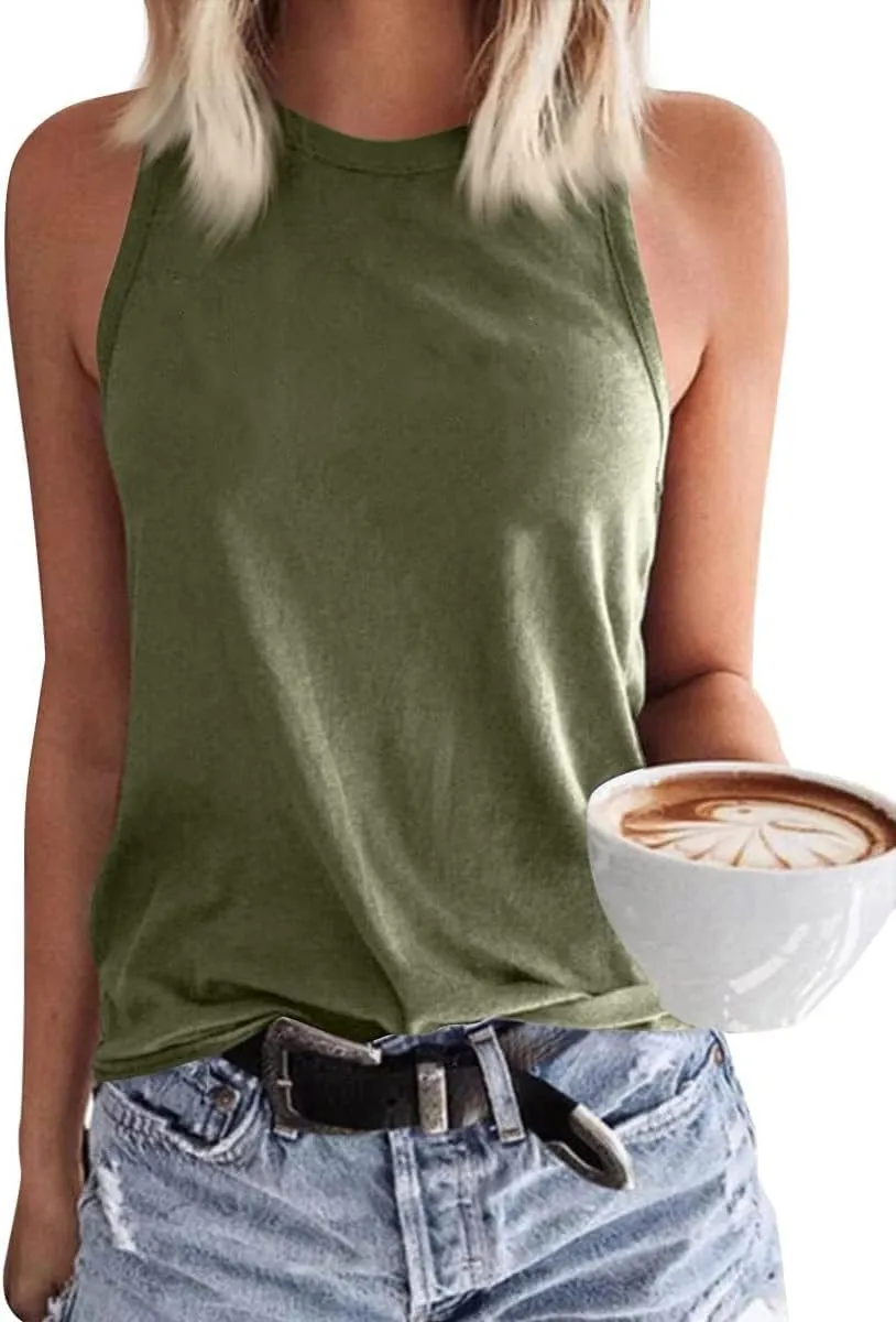 GeGekoko Women's Tank Top, Sleeveless Summer T-Shirt, Cotton Tops, Crew Neck Tops, Basic