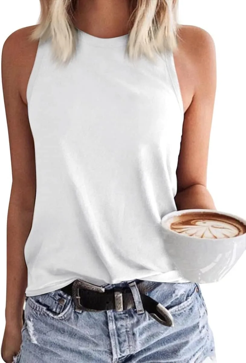 GeGekoko Women's Tank Top, Sleeveless Summer T-Shirt, Cotton Tops, Crew Neck Tops, Basic