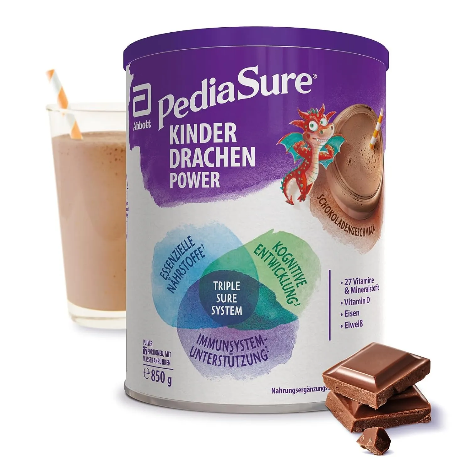 Pediasure Kinder Drachen Power Shoko 850g - für Kinder ab 1 Jahr