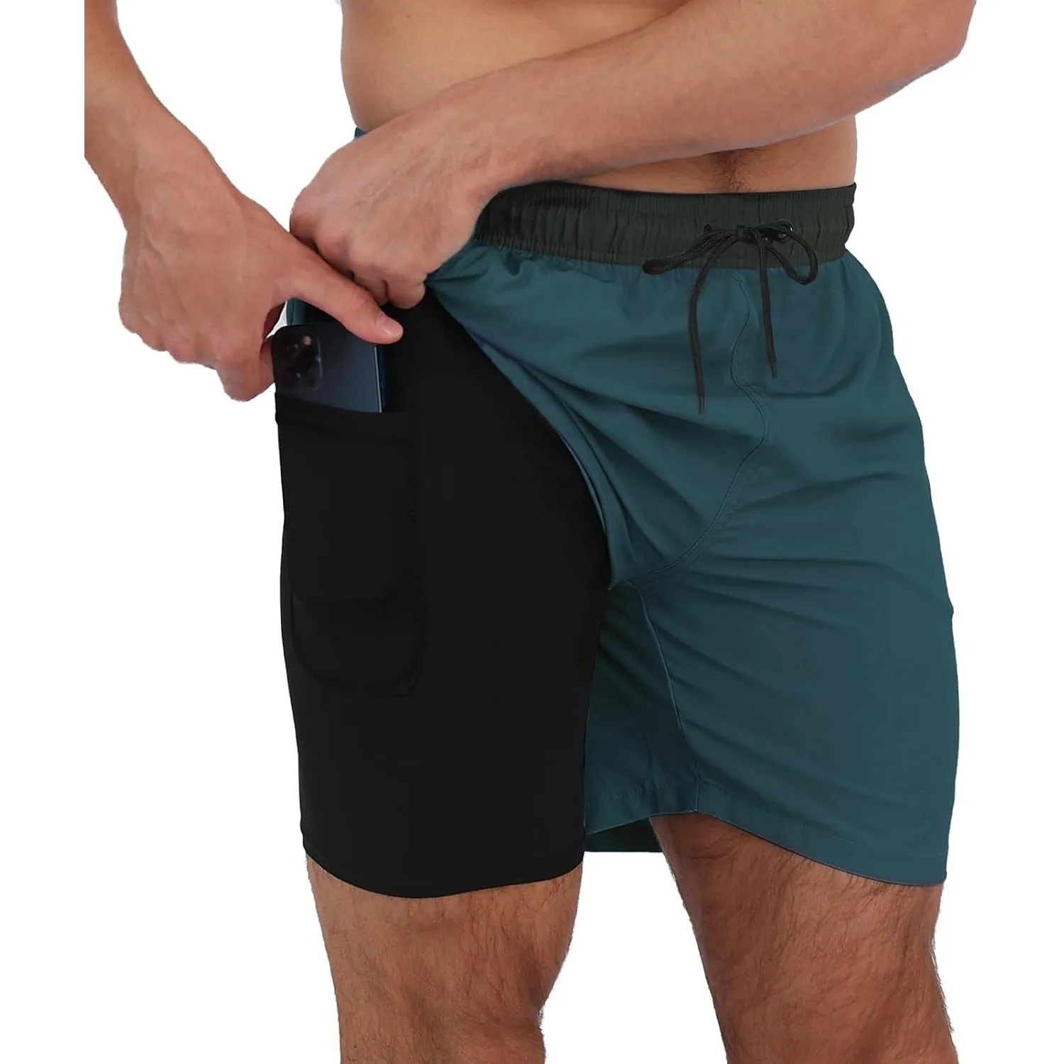 Arcweg Badehose für Herren mit Kompression Liner 2 in 1 Atmungsaktiv Badeshorts Männer Elastisch Trainingsshorts Verste…