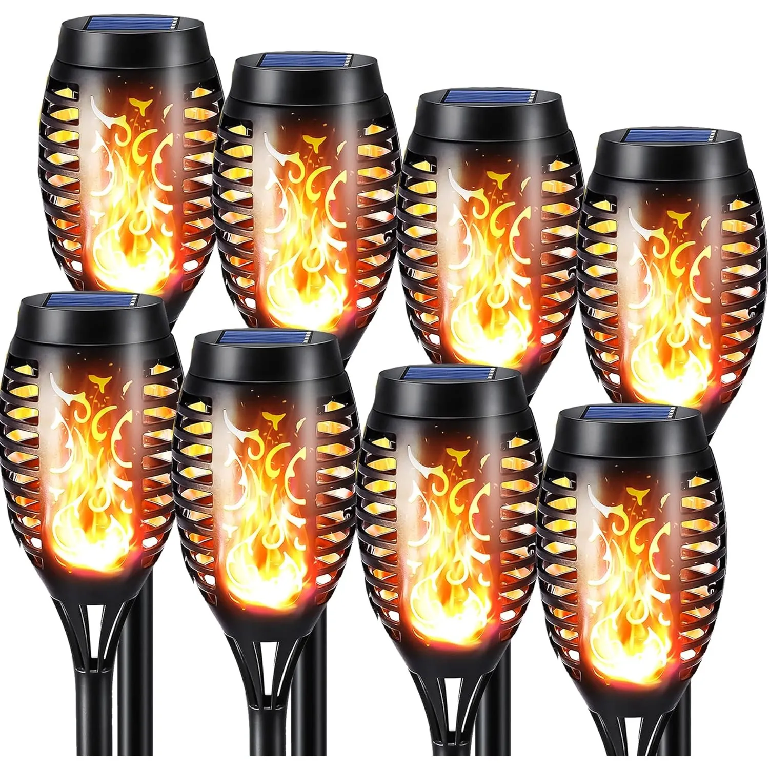 NEXVIN 8 Stück Solarlampen für Außen Garten, Halloween Deko Solar Fackeln mit Realistischer Flammeneffekt, IP65 Wetterf…