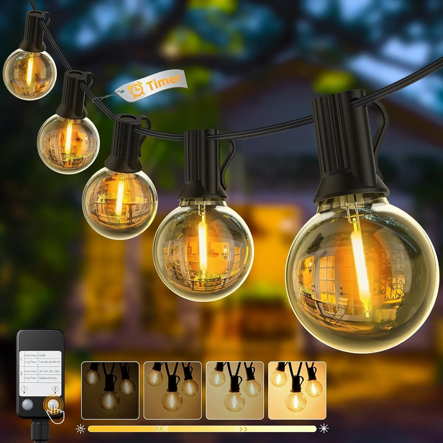 Yuusei Lichterkette Außen Strom, 60M Lichterkette Outdoor LED mit Dimmer