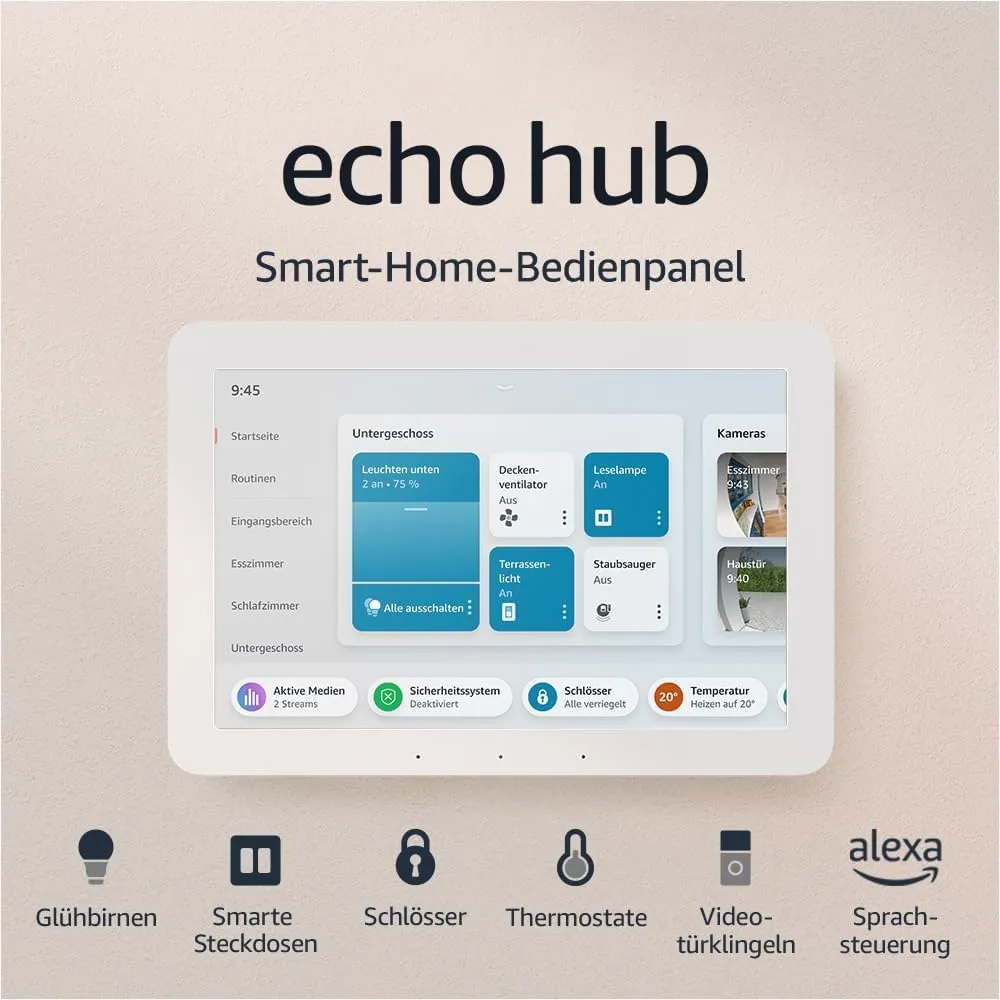 Certified Refurbished Echo Hub | 8" smart home control panel with Alexa | Compatible with thousands of devices
