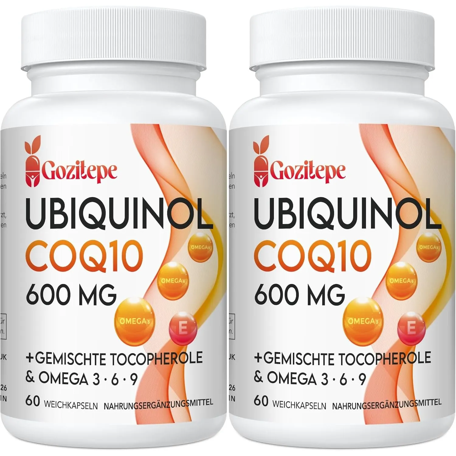 Ubiquinol CoQ10 600 mg Weichkapseln mit Omega 3, 6, 9 und Vitamin E, 30 Portionen Coenzym Q10 (aktive Form) Ergänzung, …