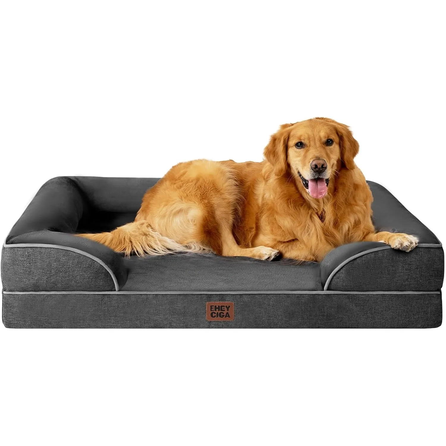 EHEYCIGA Orthopädisches Hundebett Grosse Hunde, 112x81cm, Dunkelgrau | Orthopädischer Eierkistenschaum, Waschbarer und …