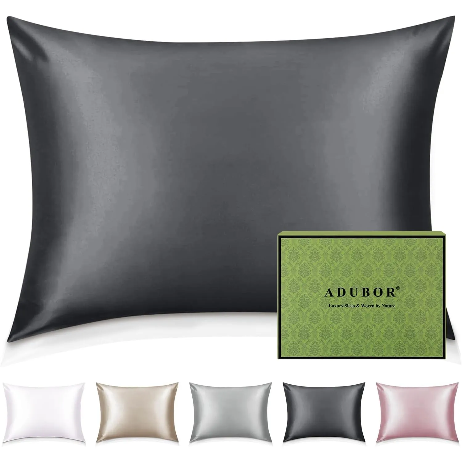 Adubor 100% Seidenkissenbezug 40x60cm für Haar und Haut mit Reißverschluss