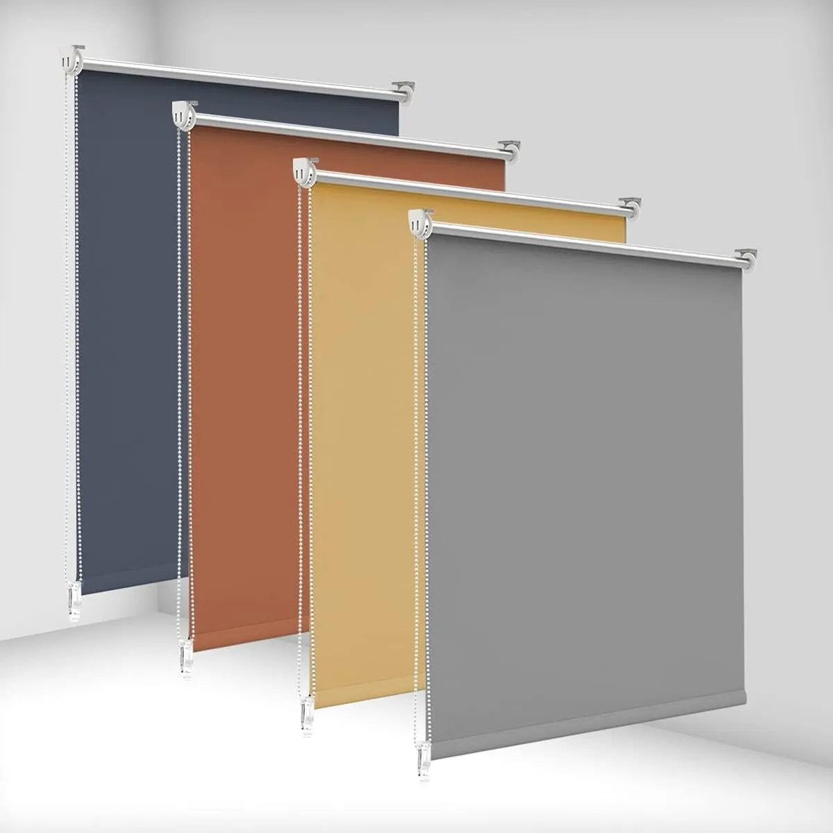 bobodeco Verdunklungsrollo ohne Bohren & mit Bohren, Verdunkelungsrollo Klemmfix, Hellgrau B40x H200cm (Stoffbreite 40c…