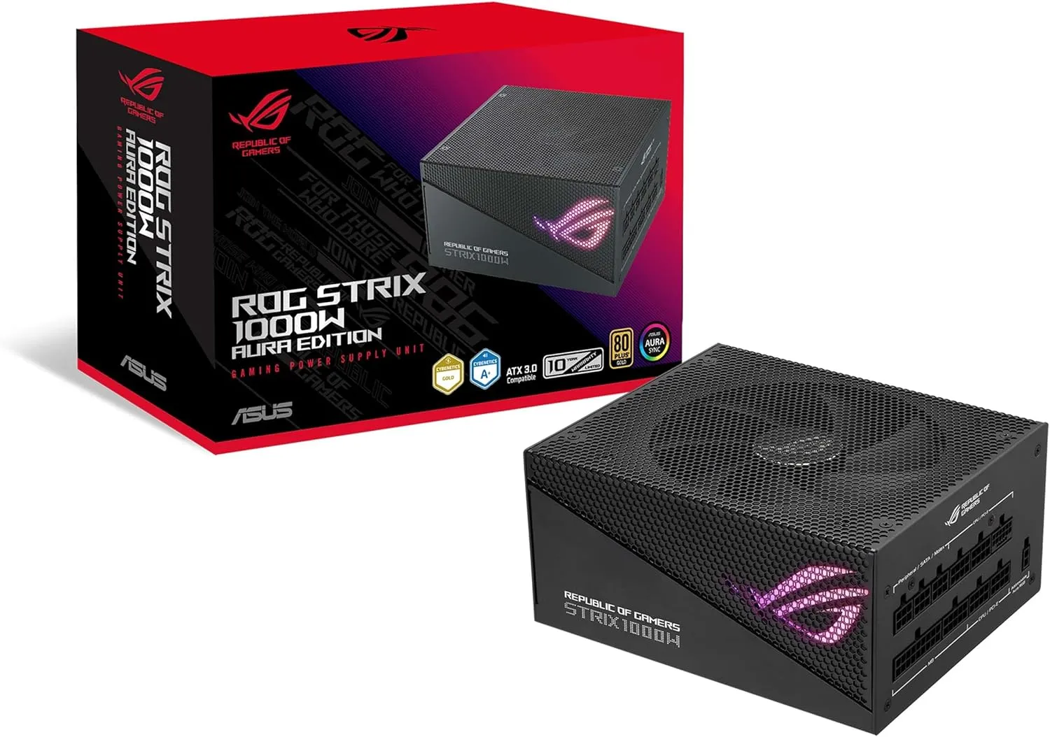 ASUS ROG Strix 1000W Gold Aura Edition RGB Netzteil (1000 Watt, Aura Sync RGB Belechtung, 80+ Gold Zertifizierung, Axia…