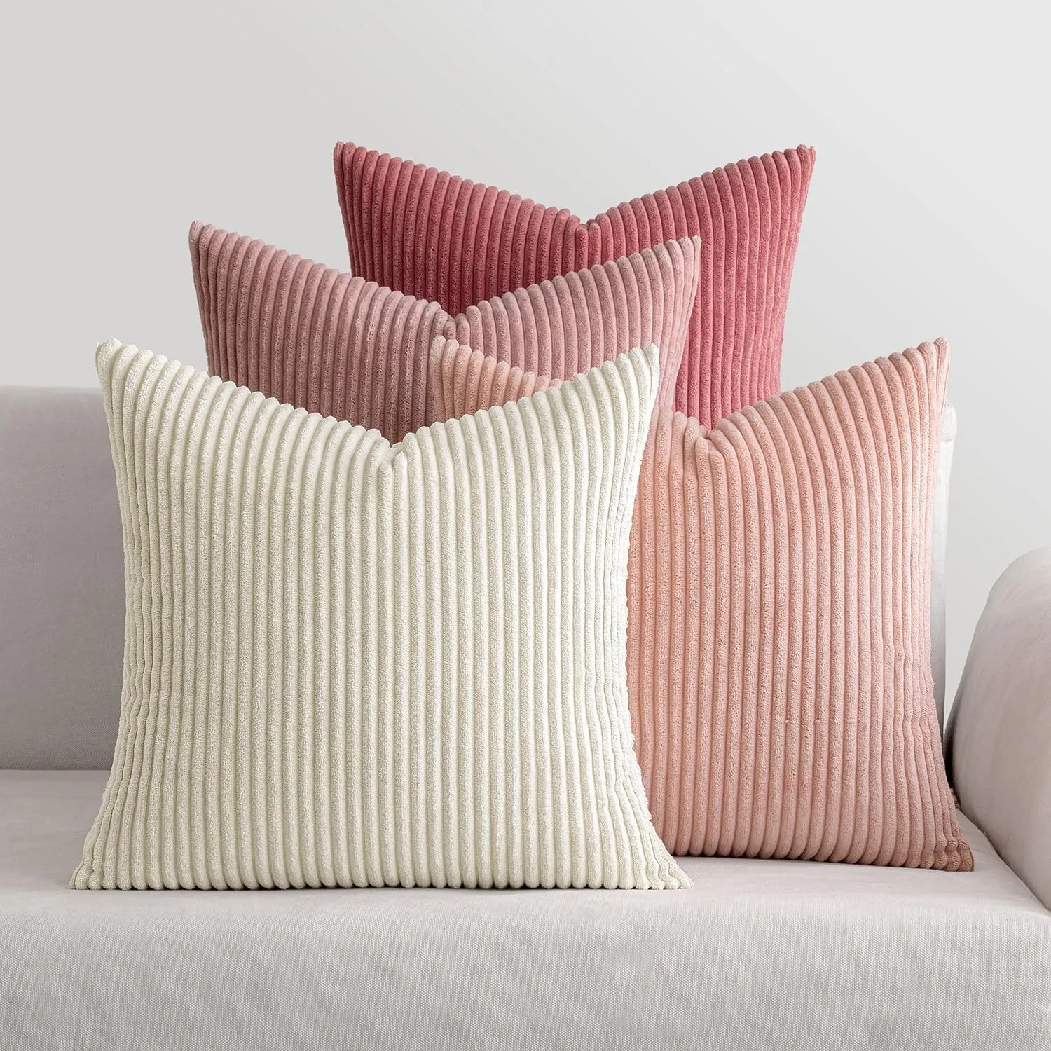 MIULEE Kissenbezug 40x40 4er Set Kordsamt Kissenhülle sofakissen Pink
