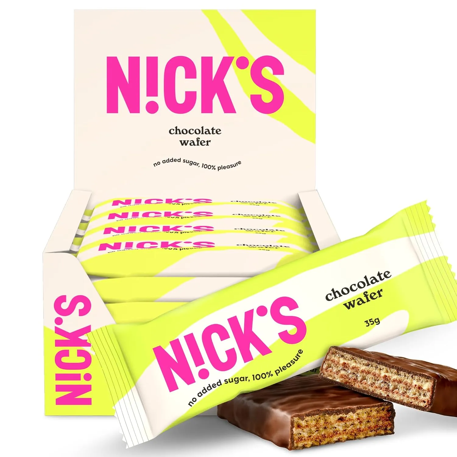 NICKS Riegel Schokolade Wafer, Low carb Waffel Kekse Schokoriegel, 165 Kalorien, Snack bar ohne Zuckerzusatz Glutenfrei…