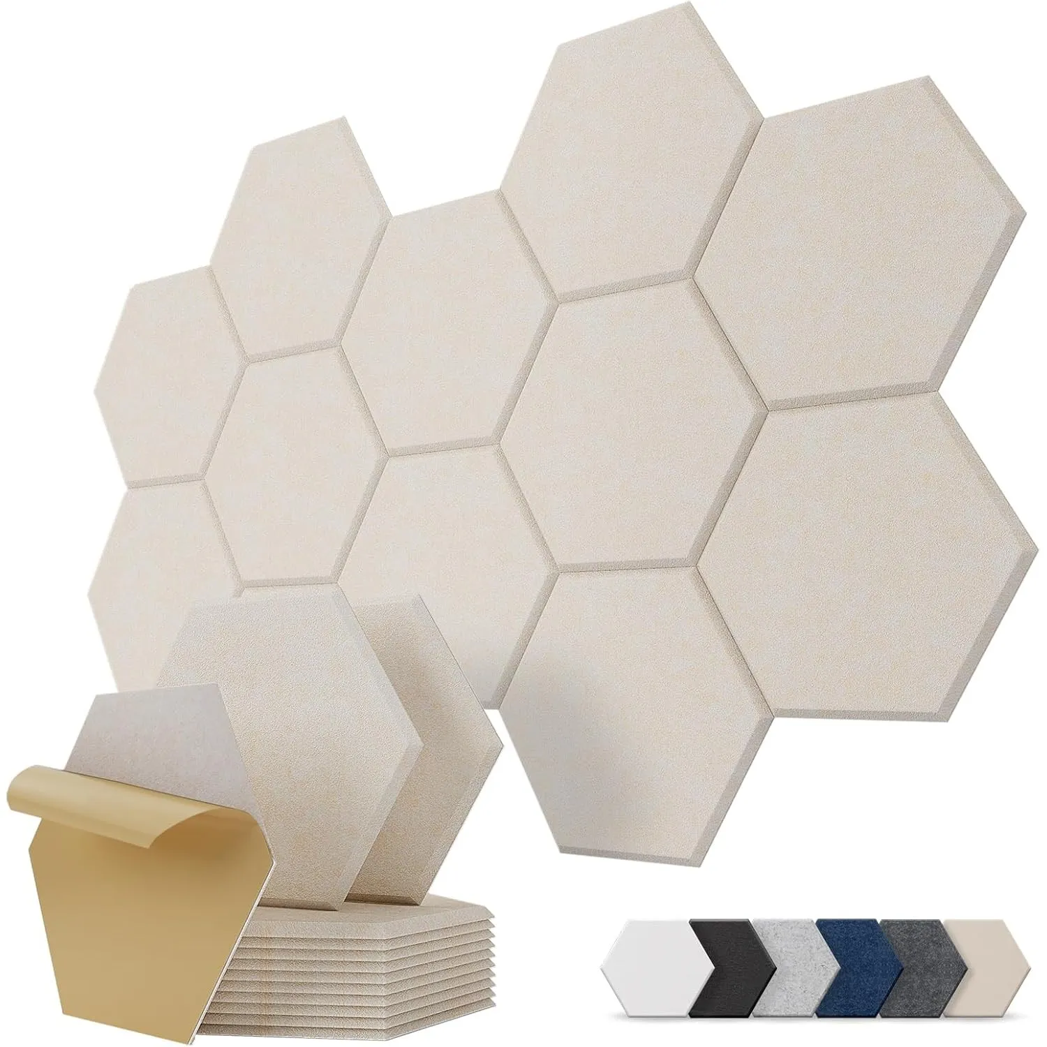 Kuchoow Hexagon Akustikplatten selbstklebend Schallabsorber Wand, 12 Stück Akustikpaneele Filz Akustik Absorber für Sch…