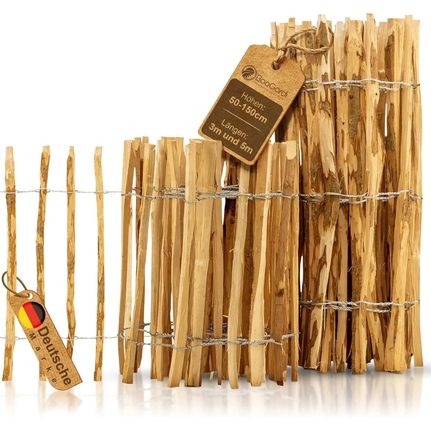 BooGardi Staketenzaun 120 cm hoch · Holz-Zaun Garten in 14 Größen · Gartenzaun Holz Sichtschutz · Jägerzaun Teichzaun H…