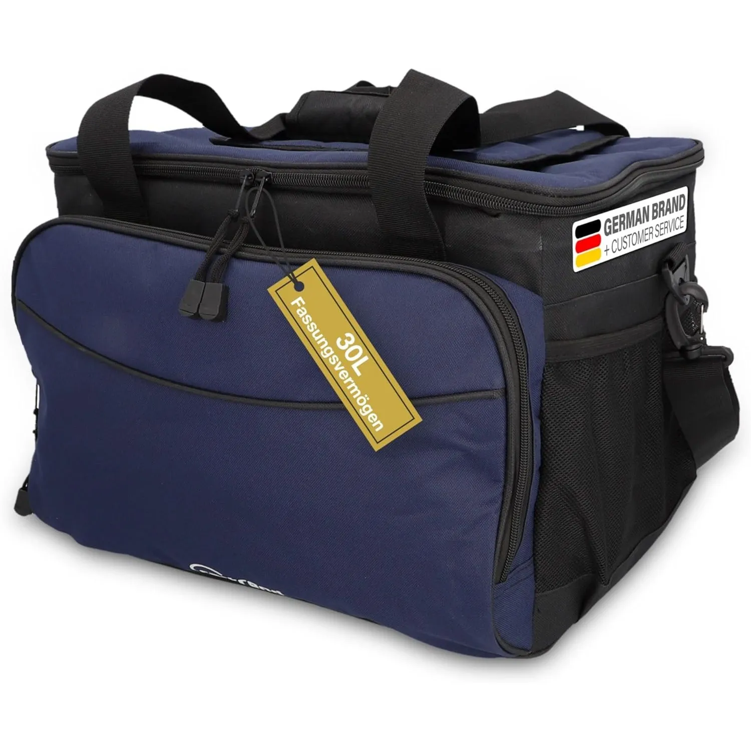 cartrend Kühltasche 30 L, mit 12V KFZ-Anschlusskabel 1,50 m lang, Verstellbarer Schultergurt, große Fronttasche mit Rei…