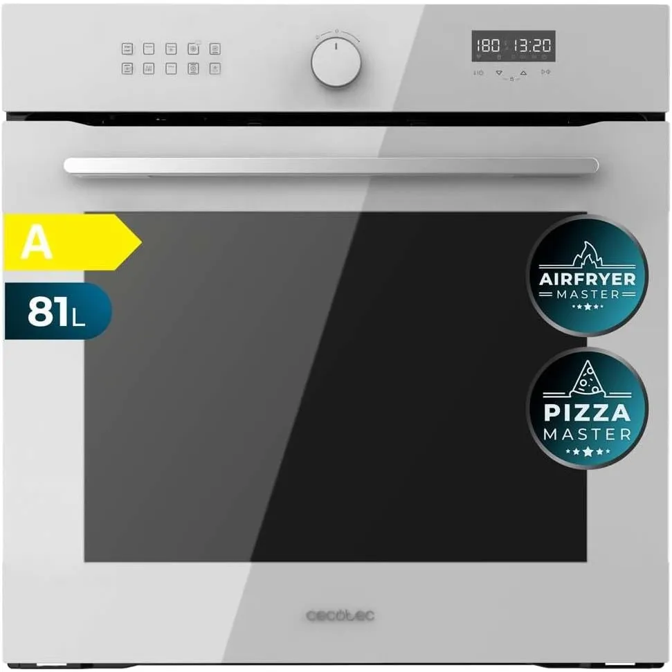 Cecotec Einbaubackofen Multifunktion 60 cm Bolero Hexa AF316000 Glass White A 3400W, 81L Kapazität, 11 Funktionen mit A…