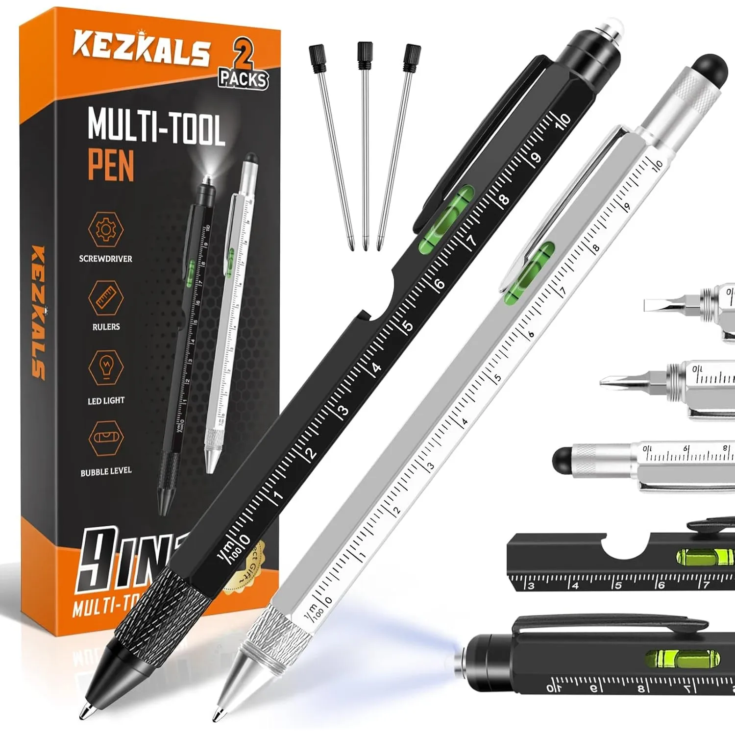 KEZKALS Geschenke für Männer, 2pack-9 IN 1 Kugelschreiber, Männergeschenke | Geburtstagsgeschenk Gadgets Lustige Kleine…