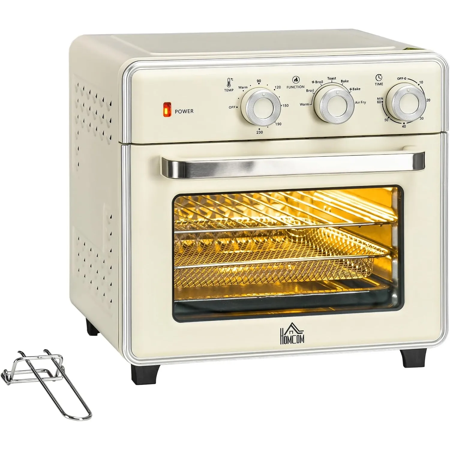 HOMCOM Minibackofen mit Umluft 20L Mini Ofen mit Backblech 1400W Weiß