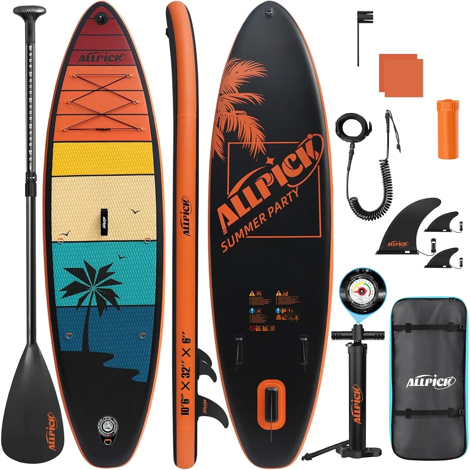 ALLPICK Premium SUP Board Set, Stand Up Paddling Board Aufblasbar, Mit Universal Kamerahalterung, Komplettes Zubehör, V…