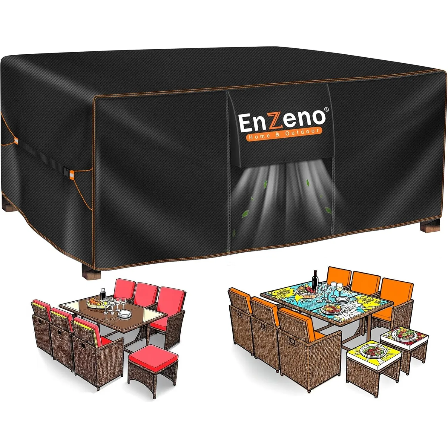 Enzeno Abdeckung Gartenmöbel Winterfest,Abdeckplane Sitzgruppe Gartentisch