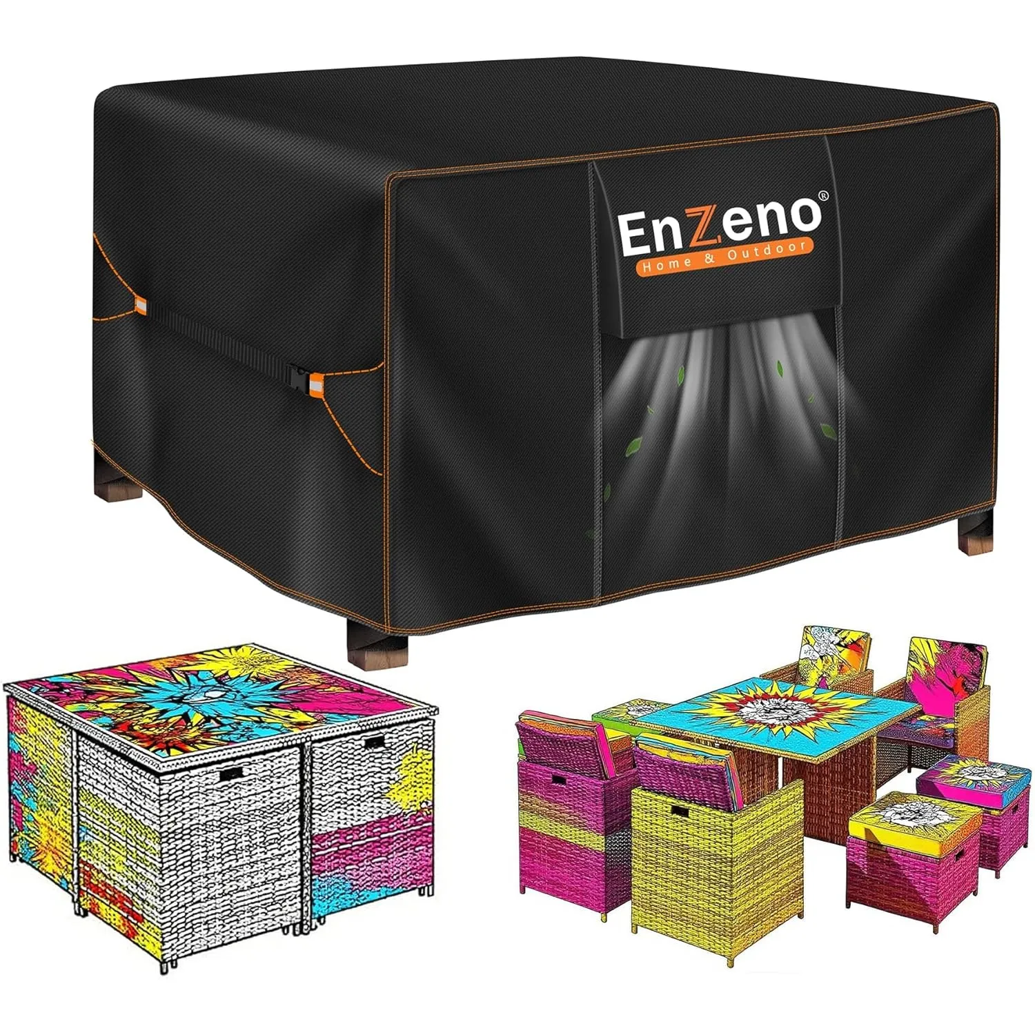 Enzeno Abdeckung Gartenmöbel Winterfest,Abdeckplane Sitzgruppe Gartentisch