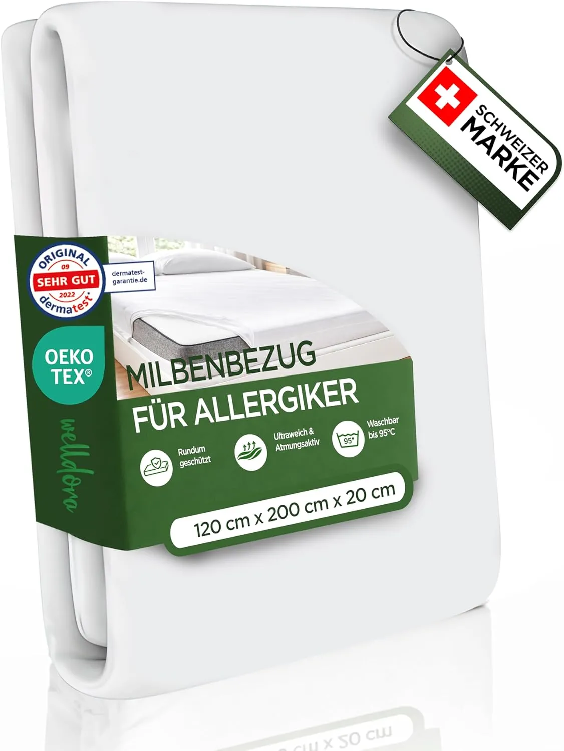 Welldora ǀ Premium Milbenbezug Matratzen 120x200x20 ǀ Fachärztlich getesteter Allergiker Matratzenschoner ǀ Anti Milben…